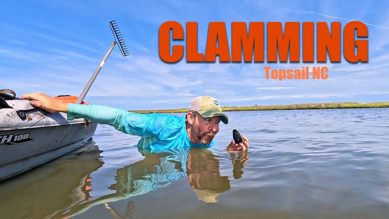Still frame from the video: Topsail Island NC Clamming Catch Clean Cook | Clamming on Topsail Island NC